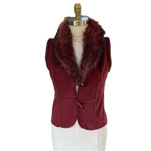 Vegan Suede with Fur Neckline Vest